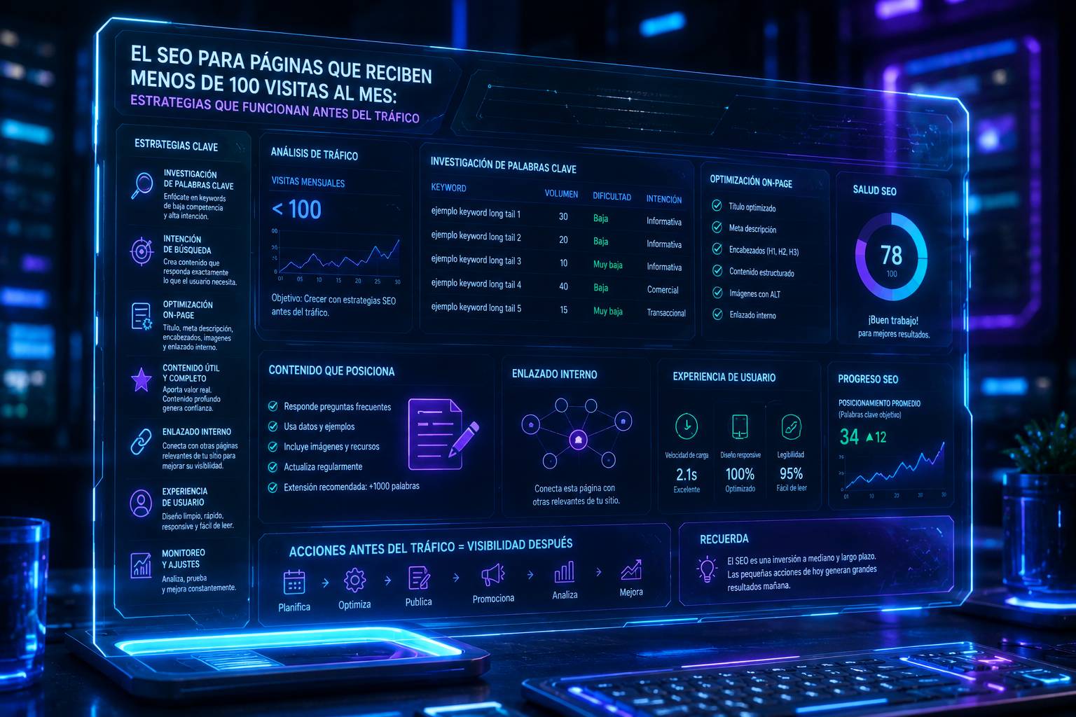 Estrategias efectivas para páginas con menos de 100 visitas mensuales