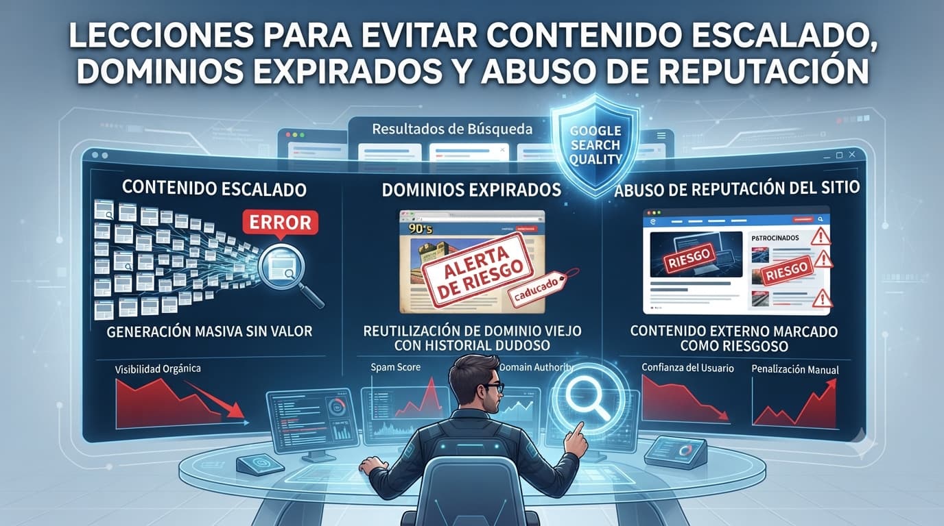 Lecciones para evitar contenido escalado, dominios expirados y abuso de reputación